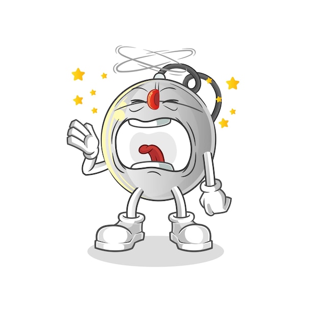 Carácter de bostezo del ratón de la computadora. vector de mascota de dibujos animados
