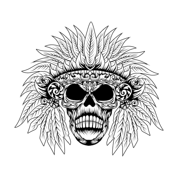 Carácter de calavera tribal para diseño de camiseta