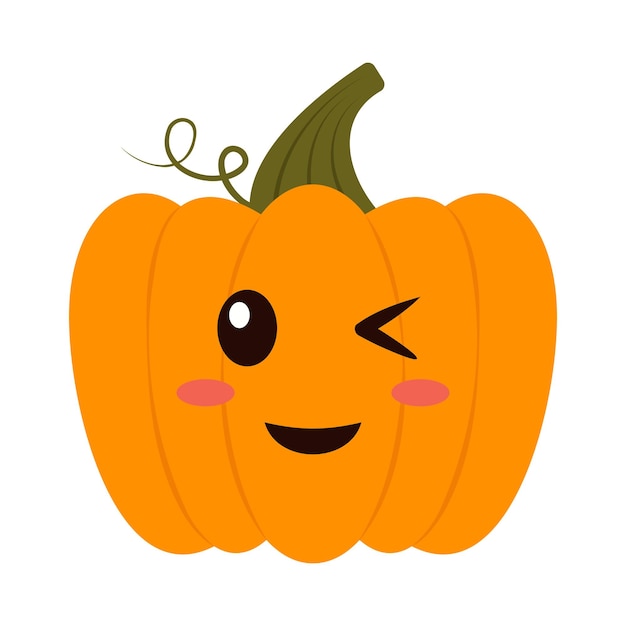 Caracter de cara emoji lindo calabaza Kawaii calabaza bebé dibujos animados Halloween y la cosecha y la ilustración de Acción de Gracias