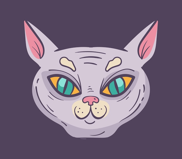 Caracter de cara de gato concepto aislado Ilustración de elementos de diseño gráfico plano vectorial