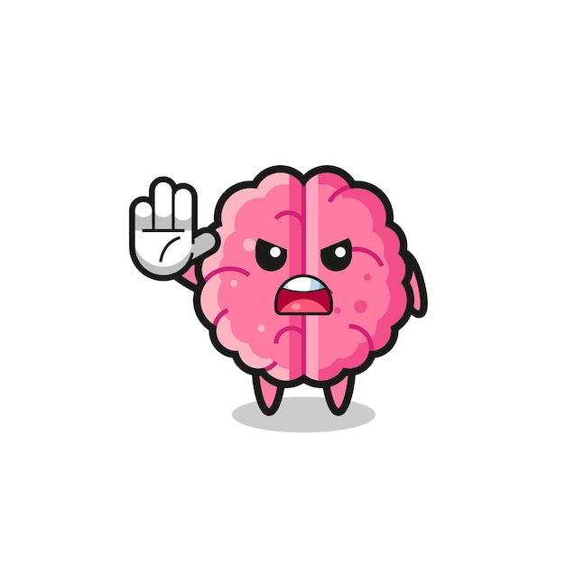 Carácter cerebral haciendo gesto de parada