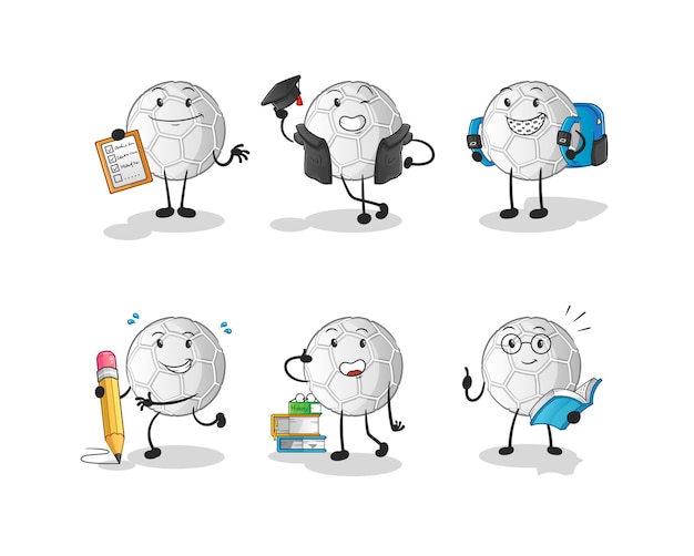 Carácter de conjunto de educación de pelota de mano. vector de mascota de dibujos animados