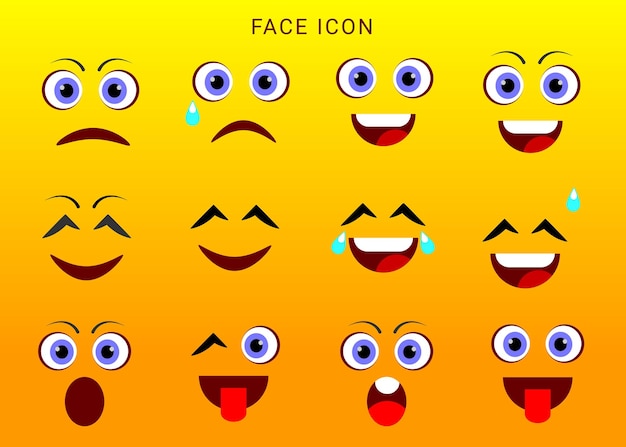 Carácter para el conjunto de iconos de cara vector gratis
