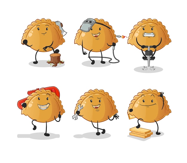 Carácter de conjunto de trabajador de bola de masa. vector de mascota de dibujos animados