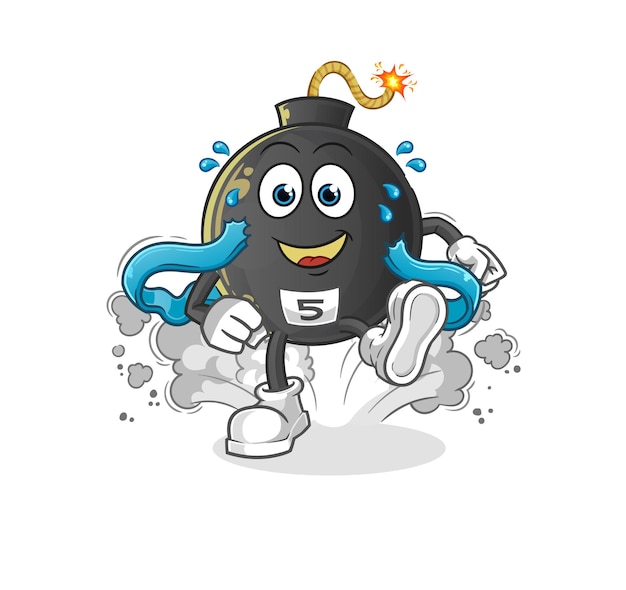 Carácter de corredor de bombas. vector de mascota de dibujos animados