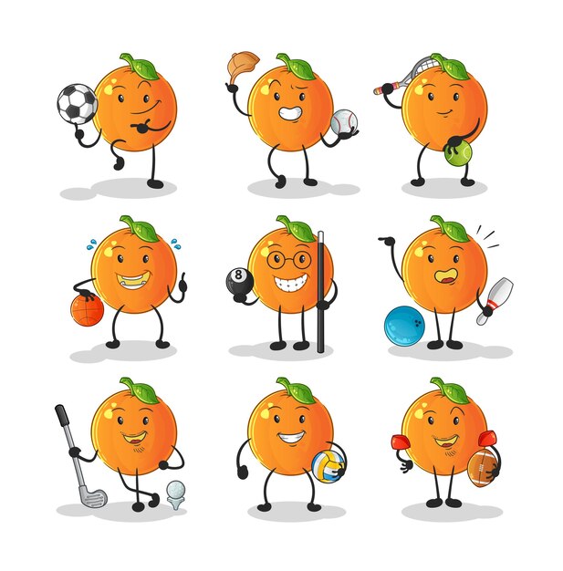 El carácter deportivo naranja. mascota de dibujos animados