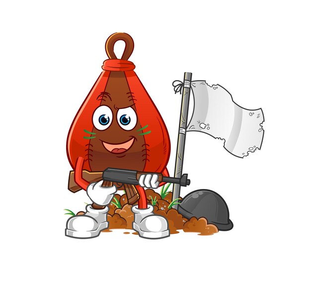 Carácter del ejército de bolsas de velocidad. vector de mascota de dibujos animados