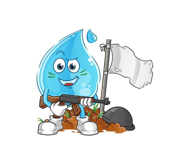 Vector carácter del ejército de gota de agua. vector de mascota de dibujos animados