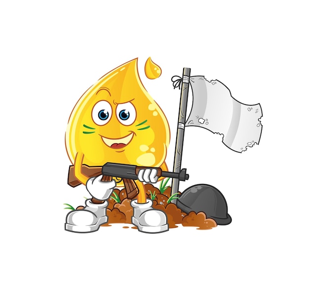 Carácter del ejército de petróleo. vector de mascota de dibujos animados