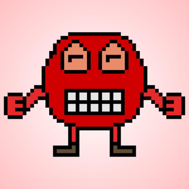 Carácter de emoticono de cara de pixel art. ilustración vectorial