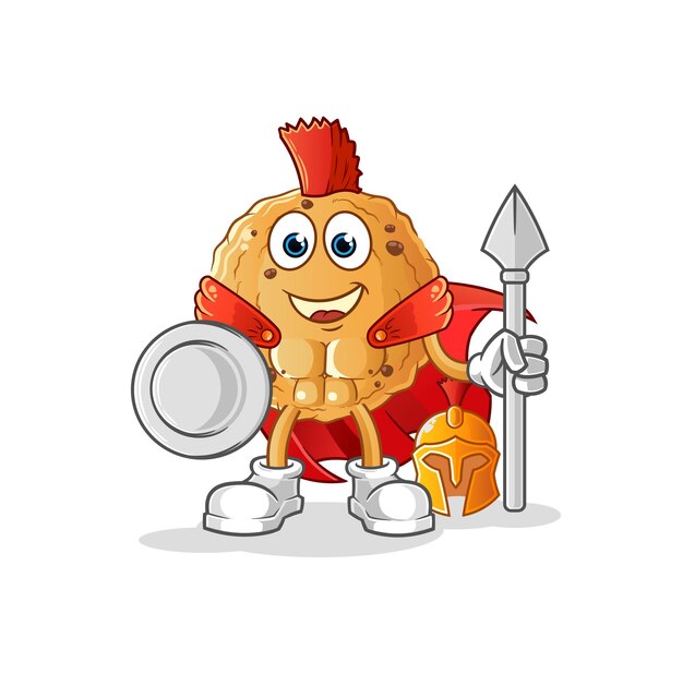 Carácter espartano de la galleta. vector de mascota de dibujos animados