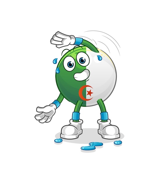 Carácter de estiramiento de bandera argelina. vector de mascota de dibujos animados