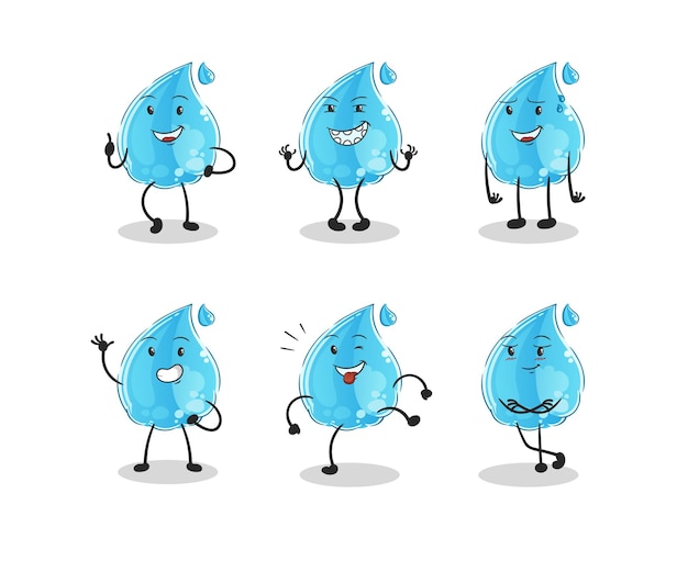 Vector carácter feliz de la gota de agua. vector de mascota de dibujos animados