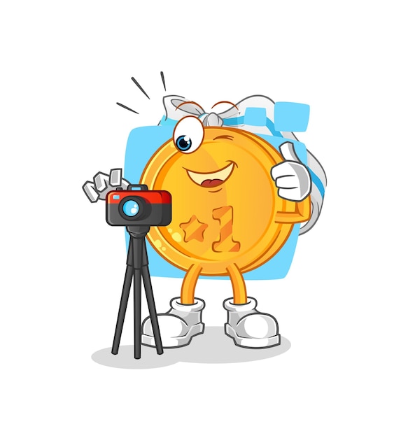Carácter de fotógrafo de cascabel. vector de mascota de dibujos animados