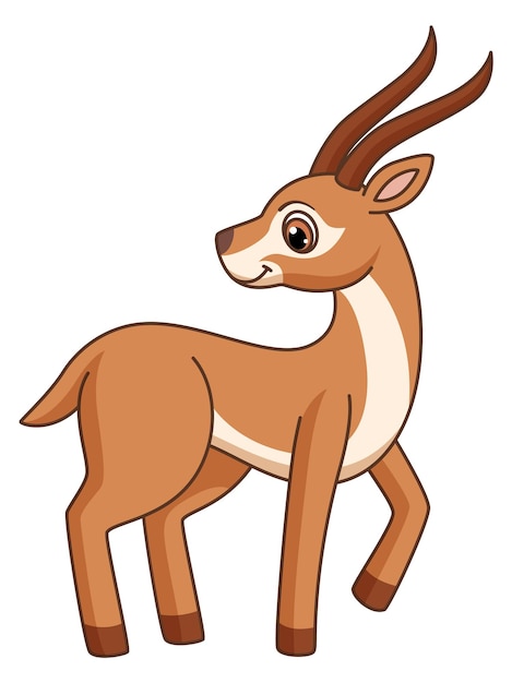 Carácter de gacela bebé Antílope de dibujos animados fauna africana aislada sobre fondo blanco