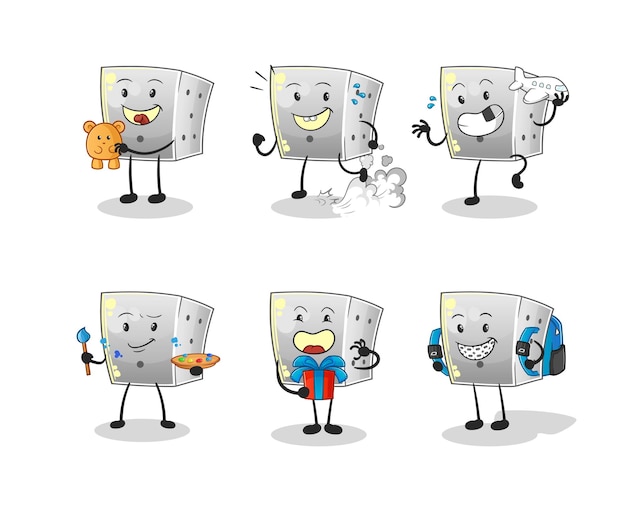 Carácter de grupo de niños de dados. vector de mascota de dibujos animados