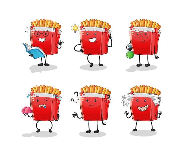 Carácter de grupo de pensamiento de papas fritas. vector de mascota de dibujos animados