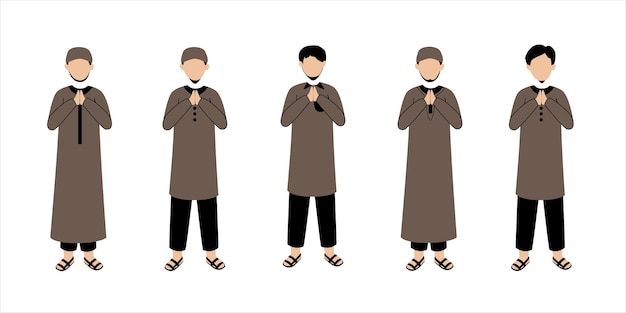 Vector carácter de hombre musulmán para el saludo de eid al fitr