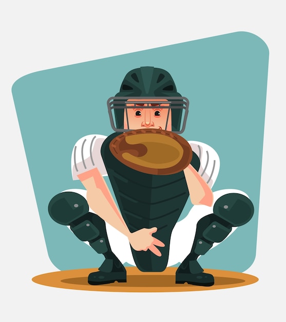 Carácter de jugador de béisbol. ilustración de dibujos animados