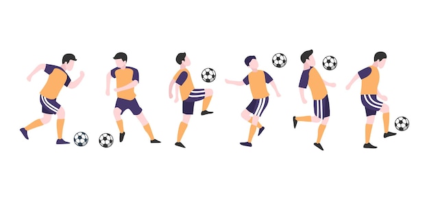 El carácter de los jugadores de fútbol en el campo en acción
