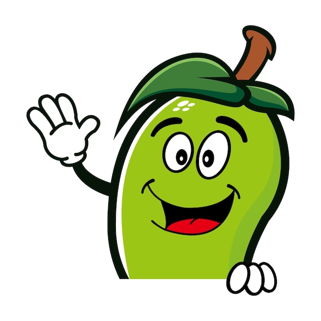 Carácter lindo del diseño de la mascota del mango aislado en un fondo blanco