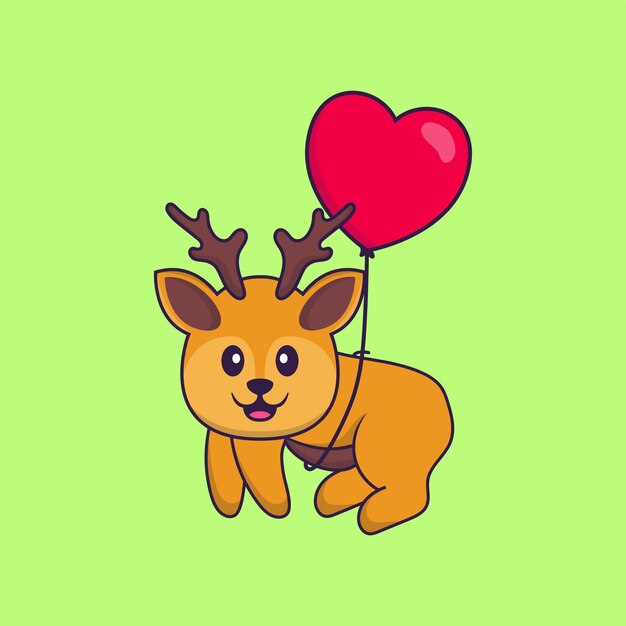 Carácter lindo de la mascota de los ciervos. Concepto de dibujos animados de animales aislado.