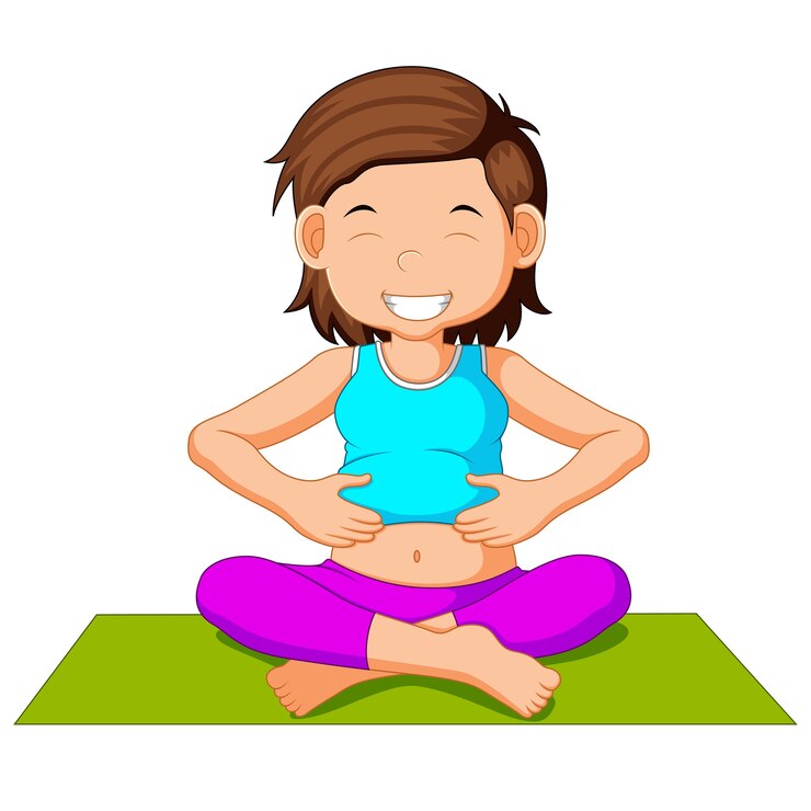 Vector carácter lindo de la mujer embarazada que hace yoga