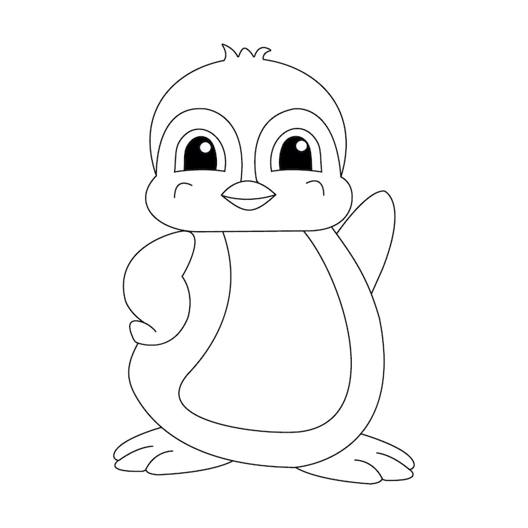 Vector carácter lindo del pingüino para el ejemplo del vector aislado del libro de colorear del niño en el fondo blanco