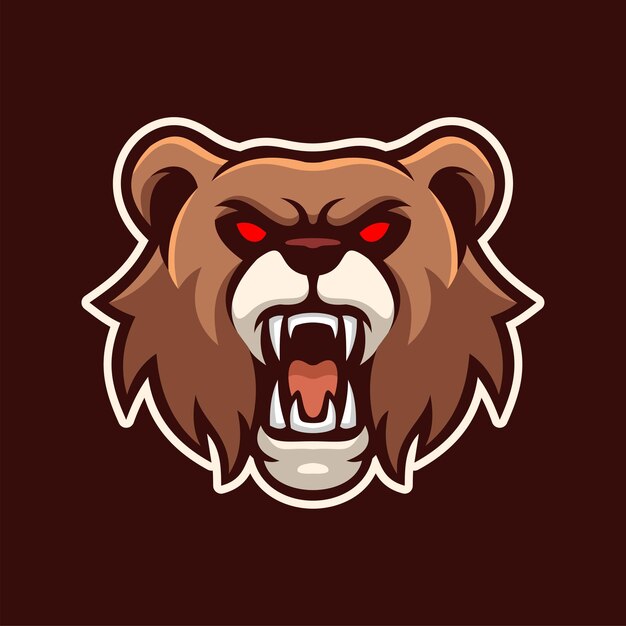 Carácter del logotipo de los deportes electrónicos de la mascota del oso grizzly enojado