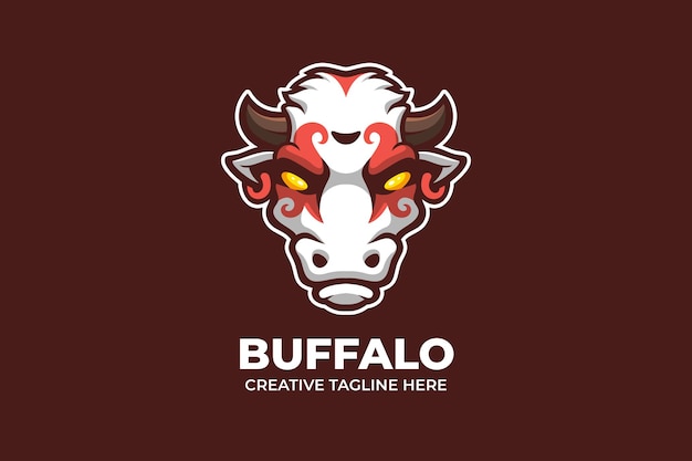 Carácter de logotipo de mascota de búfalo enojado salvaje