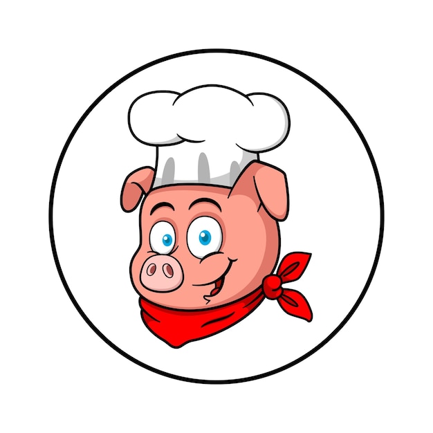 Carácter del logotipo de la mascota del chef de cerdo