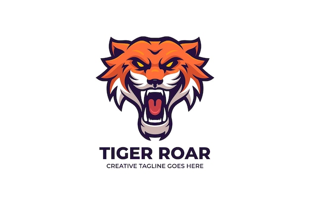 Carácter del logotipo de la mascota del rugido del tigre salvaje