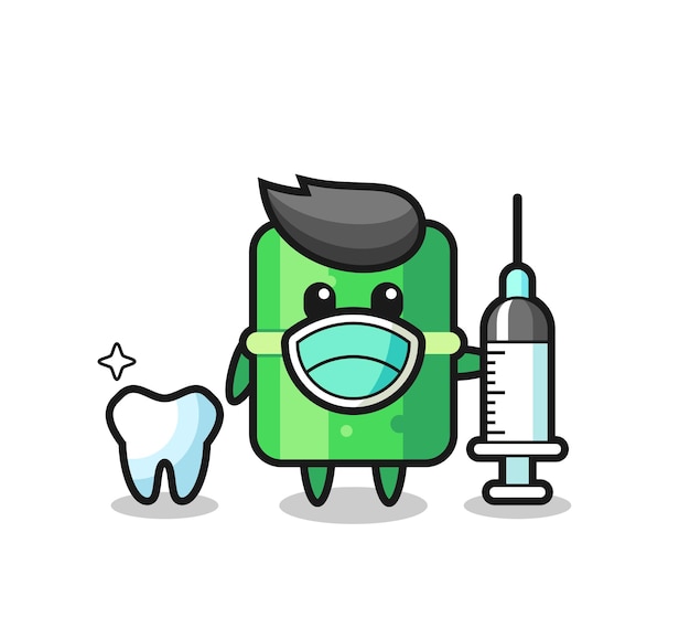 Carácter de mascota de bambú como dentista, diseño de estilo lindo para camiseta, pegatina, elemento de logotipo