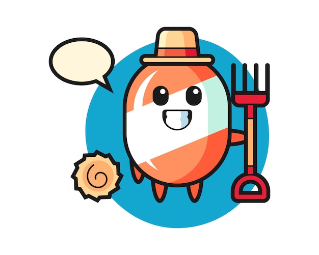 Carácter de mascota de dulces como agricultor