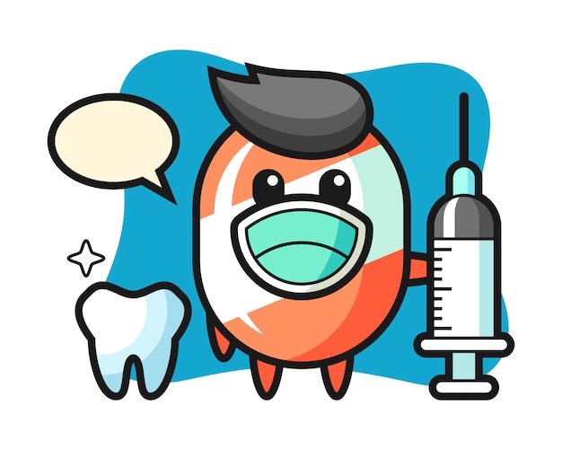 Carácter de mascota de dulces como dentista