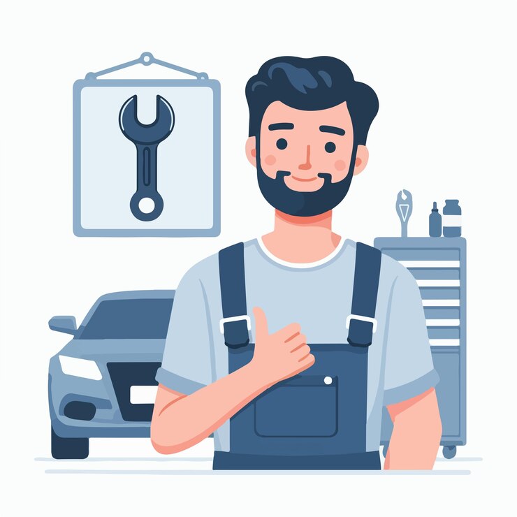 Vector carácter mecánico de automóviles con estilo de diseño plano