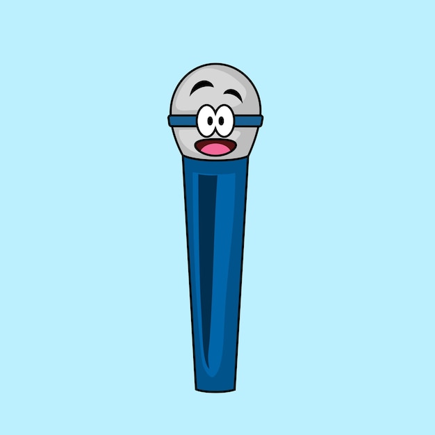 Vector carácter de micrófono dibujado a mano vectorial con color azul