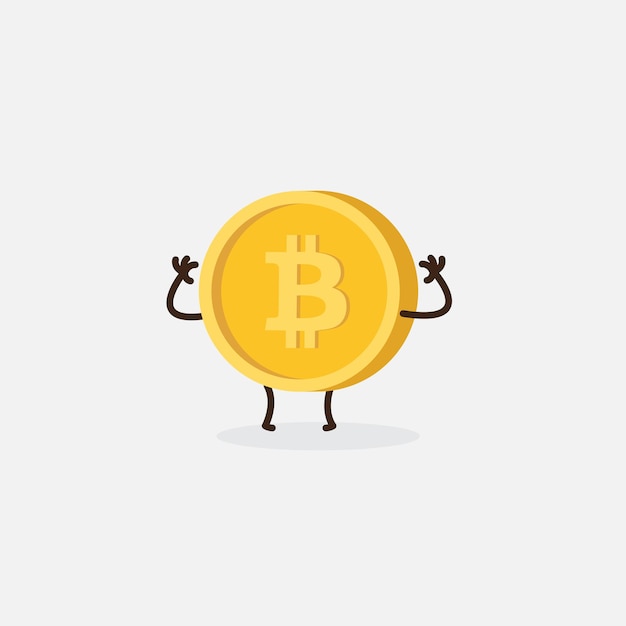 Carácter de moneda Bitcoin Moneda criptográfica Ilustración vectorial Diseño plano