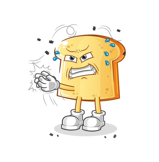 Carácter de mosca swat de pan blanco. vector de mascota de dibujos animados