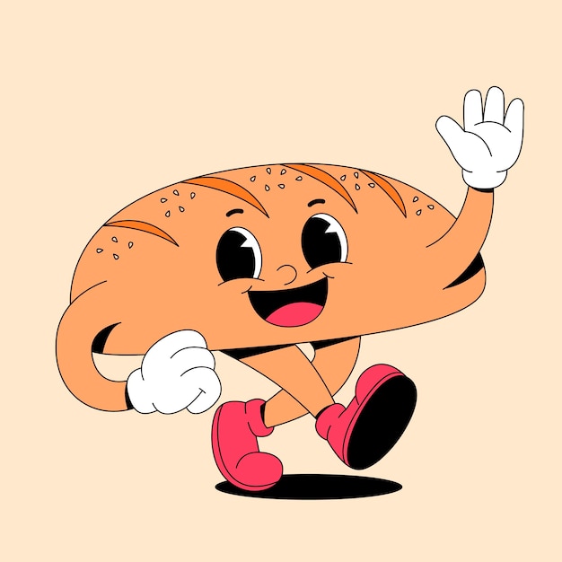 El carácter del pan feliz agitando