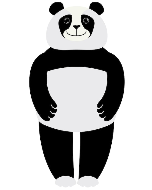 Vector carácter panda vectorial en estilo plano en posición de pie