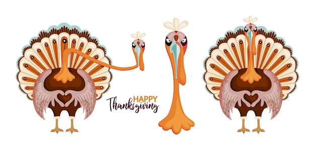 Carácter de pavo del día de acción de gracias. Turquía aislado sobre fondo blanco. Día de Acción de Gracias vector ilu
