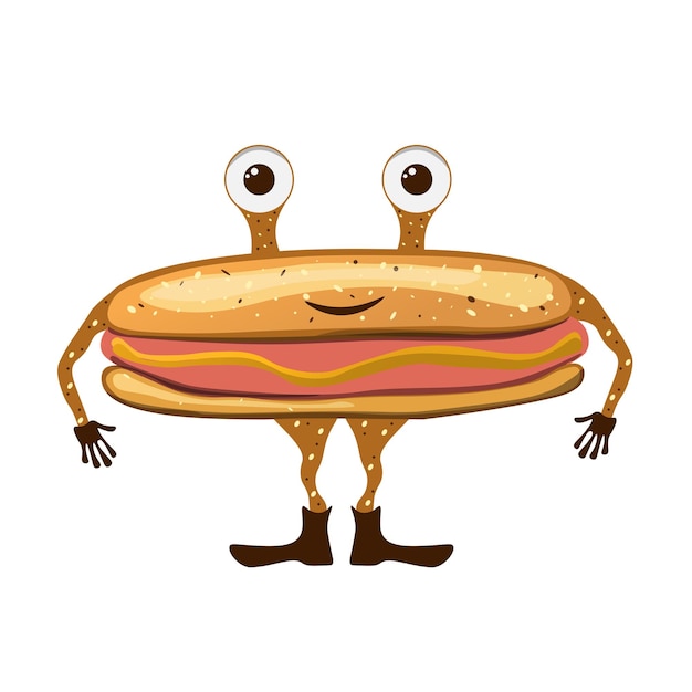 Carácter de perrito caliente Vector aislado ilustración plana comida rápida para carteles menús folleto web e icono comida rápida