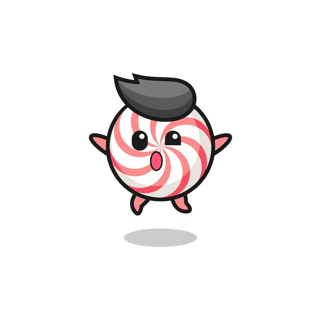 El carácter de la piruleta del remolino está saltando gesto, diseño lindo
