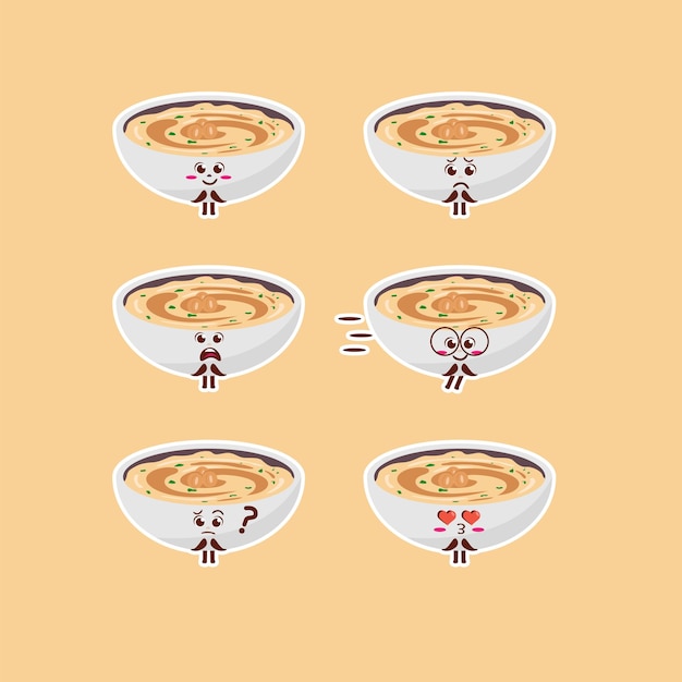 Carácter plano de Kawaii Cute Hummus Mascot