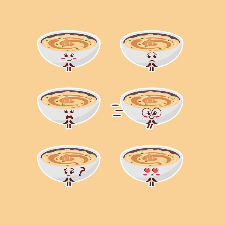 Carácter plano de Kawaii Cute Hummus Mascot
