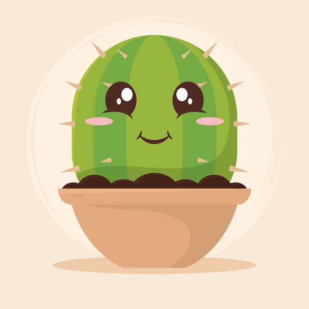 Carácter de planta interior de cactus lindo aislado Ilustración vectorial