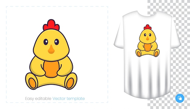 Carácter de pollo lindo. Estampados en camisetas, sudaderas, fundas para teléfonos móviles, souvenirs.