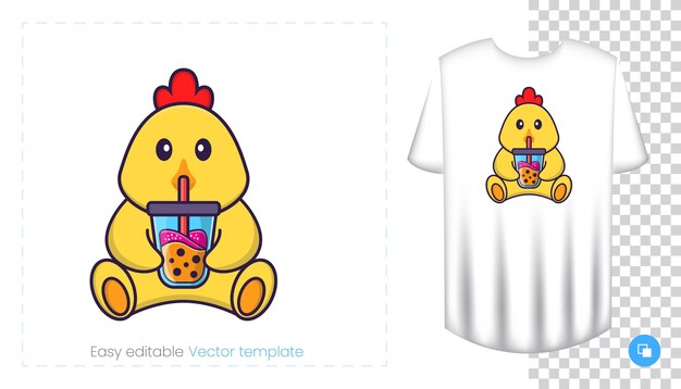 Carácter de pollo lindo. Estampados en camisetas, sudaderas, fundas para teléfonos móviles, souvenirs.