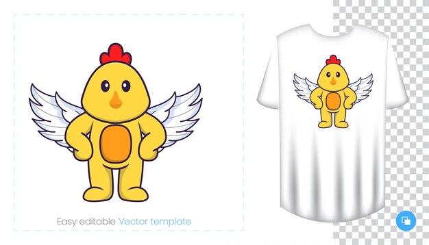 Vector carácter de pollo lindo. estampados en camisetas, sudaderas, fundas para teléfonos móviles, souvenirs.